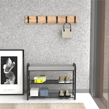 Retohome Askılıklı Metal 3 Katlı Minderli Ayakkabılık Ve Çok Amaçlı Raf 2323 Siyah
