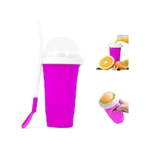 Ranyeek Çift Katlı Hızlı Dondurma Hazırlama Kupa, Yiyecek Grubu Silikon, Dıy Dondurma/smoothie Yapıcı, Tüp Ve Kaşık İçeren速冻 Kupa Gül Kırmızısı