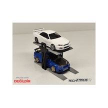 1/64 Ölçek Diorama 2 Araçlık Lift Siyah-gri