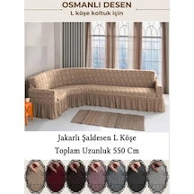 Upmall Jakarli Şal Desen 7 Kişilik L Köşe Koltuk Örtüsü, Esnek Koltuk Kılıfı, Osmanlı Desen 550cm Taş Taş