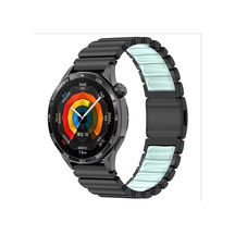 Xiaomi Amazfit Gtr 47mm Uyumlu Kordon Metal Kasa Silikon İç Kısım Tasarım Siyah-mavi