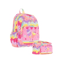 Kaukko Kids Kız Çocuk Okul Çantası Ve Isı Yalıtımlı Beslenme Çantası Seti L5232+l7232 Dondurma Baskılı - Pembe Sarı Pembe - Sarı