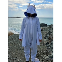 Işığın Öfkesi Ejderha Kostümü Yetişkin Beyaz Ejderha Pijama Tulum Kostüm