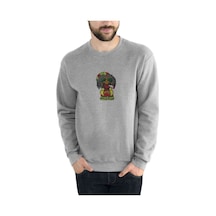 Reggaeman Baskılı Gri Erkek Örme Sweatshirt