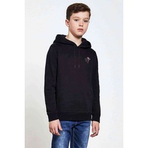 Cool Skull With Kulaklıklı Kurukafa Baskılı Unisex Çocuk Sweat Siyah