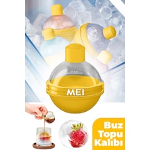 Silikon Küre Buz Topu Kalıbı - Büyük Yuvarlak Buz Topları Için Dondurucu Ve Sunum Kabı,6x6cm Top Buz Sarı