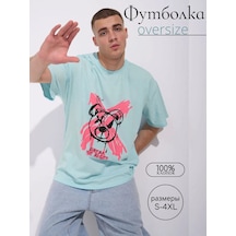 Sılkworm Baskılı Oversize Tişört 268897619 Açik Mavi