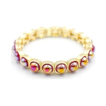 Lastikli Taşlı Bileklik - Fuşya Çok Renkli