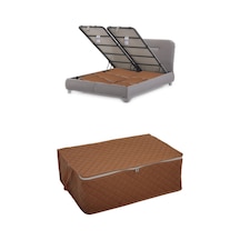 1 Adet Kapitoneli Baza Altı Hurç 60x40x22 Taba Tela Kahverengi Diğer