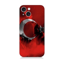 Apple Uyumlu iPhone 15 Plus Silikon Kılıf Türk Bayrağı Ve Kurt