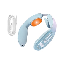 K05 Taşınabilir Boyun Masajı Isıtma Fonksiyonu Isıtmalı Boyun Masajı Darbe Terapi Boyun Sı Giderici İçin Akülü Akıllı Masaj Aracı Açık Mavi