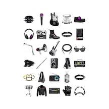 30 Adet Punk Rock Müzik Sticker Seti - Laptop, Kaykay Ve Kılıf İçin Çok Renkli