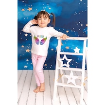 Pia Baby İsimli Kız Çocuk Pijama Takımı %100 Pamuk Penye İsme Özel Baskılı Kişiselleştirilebilir Pijama Seti 20517p14pi Krem