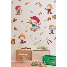 MSticker Küçük Marangozlar Tamirciler Çocuk Bebek Odası Cam Duvar Sticker Seti