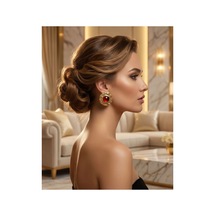 Vintage Model Şık Kadın Küpe Kahverengi Kahverengi