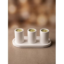 Premium 4lü 25cm Beton Oval Tabaklı Ve Tealight Mumluk Hediyelik Dekoratif Set Tealight Mum Dahil Değildir