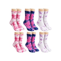 COJans Unisex Batik Desenli Çorap 6'lı Set Pamuklu Renkli Uzun Soket Dikişsiz Nefes Alan Günlük Spor Çorabı Çok Renkli