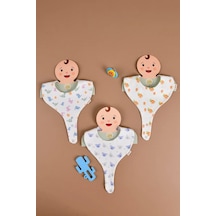 E&f Store Erkek Bebek 3'lü Sıvı Geçirmez Emzik Tutucu Mama Önlüğü - Model 4 Çok Renkli
