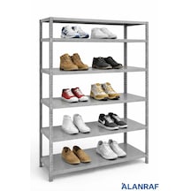 Alanraf 6 Katlı Galvaniz Çelik Gri Renkli Ayakkabılık Rafı 31x75x150cm Gri