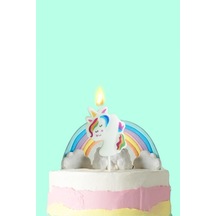 Beyaz 4 Rakamı Unicorn Figür Parti Mumu