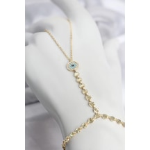 Mey İthalat Gold Renk Pirinç Zirkon Taşlı Nazar Model Şahmeran Çok Renkli