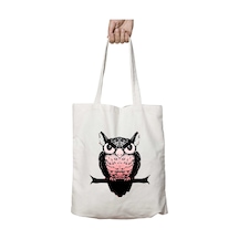 Art Hediye Pink Owl By İki Tarafı Kalıcı Baskılı Yıkanabilir Çanta Çok Renkli