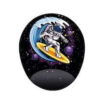 Uzayda Sörf Yapan Astronot - Bilek Destekli Oval Mousepad