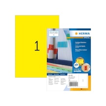 4401 Renkli Etiket Dın A4 210 X 297 Mm, 100 Yaprak, Kağıt, Mat Kendinden Yapışkanlı, Basılabilir, Kalıcı Yapışkan Renk Etiketi, 100 Yapışkan Etiket, Sarı Çok Renkli