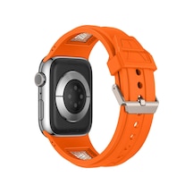 Apple Uyumlu  44mm Zore Krd-117 Hava Alabilen Delikli Metal Süslemeli Desenli Silikon Kordon-titanyum-