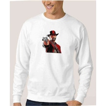 Red Dead 2 Arthur Morgan Baskılı Beyaz Erkek Örme Sweatshirt