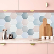 İbm9920 Mutfak Tezgah Arası Kendinden Yapışkanlı Folyo Kaplama Mermer Desen Altıgen Geometrik 60cmx100cm