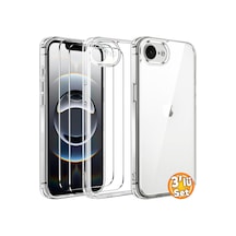 iPhone 16e Şeffaf Kılıf + Cam Ekran Koruyucu Seti (1 CAM 1 KILIF)