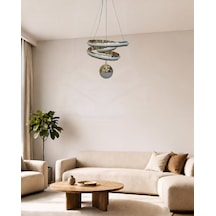 Kaos Küçük Modern Ledli Avize Çizgili 3 Renk Power Ledli Gold Kaplama Kumandalı Çoçuk Odası Yatak Odası Mutfak