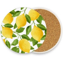 Visesunny Limon Desenli Mantar Bardak Altlığı 2 Adet S 055919