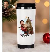 Bk Gift Kişiye Özel Erkek Yılbaşı Karikatürlü Çelik Termos Bardak - 7, Yılbaşı Hediyesi, Yeni Yıl Hediyesi