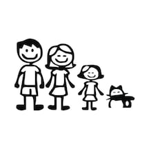 Renkli Tekir Kedi Ve Ailesi Araba Sticker 30x18 Cm, Şık Ve Kaliteli Tasarım