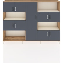 Arges Dolap 10 Raflı 9 Kapaklı 220x30x163 Çam-antrasit/aytaşı Antrasıt/aytası - Atlas Çam