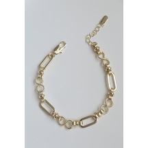 Demokan Kararmaz 14k Altın Renk Vip Seri İthal Elips Sonsuzluk Zincir Bileklik Altın