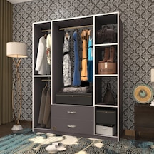 Kenzlife giysi dolabı orhan 175*120*40 gri gardırop 2 çekmeceli