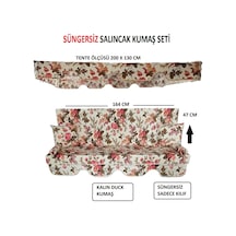Mor Minder Süngersiz Tenteli Salıncak Kumaş Seti 3kişilik 164x47 Cm Süngersiz Ingiliz Gülü Model Krem - Pembe