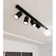 100 Cm Tavan Avize 4 Lü Hareketli Gu10 Spot Opal Cam E27 Os Ram P Siyah