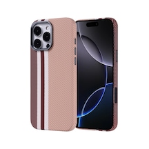 Zore İphone 16 Pro Kılıf Magsafe Şarj Özellikli Karbon Fiber Görünümlü Nvth Nekst Kapak - Gold Altın