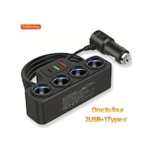 Xuweiwei B1 Yeni Araba Sarj Cihazi Usb Ve Type C Arayuzlu Dort Baglantili Evrensel 12v 24v