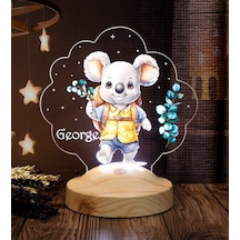 Sevimli Koala Tasarımlı İsimli Çocuk Odası Gece Lambası, Koala Bebek Doğum Günü Hediyesi Led Lamba
