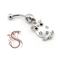 Solfera Parlak Taşlı Baykuş Göbek Piercing Beyaz P410 Beyaz