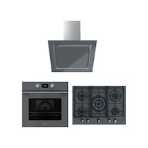 Teka HLB 8600 ST - GZC 75330 XBC ST - DLV 68660 ST TOS Urban Serisi Gri Ankastre Set