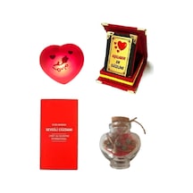 Eşe Sevgiliye Güzel Romantik Sevgi Cüzdanı Kalp Lamba Şişe Plaket