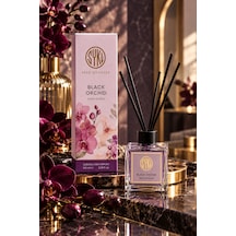 Premium Çubuklu Oda Kokusu 100 Ml Cam Şişe Reed Diffuser Siyah Orkide