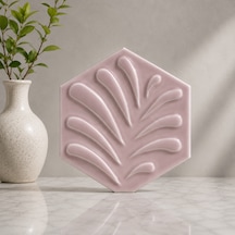 Armada Çini 15x17 Cm Yapraklı Açık Pembe Altıgen Çini Seramik