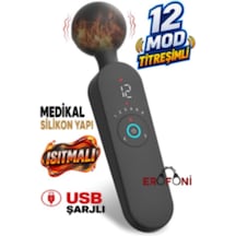 Erofoni Sıcaklık Ayarlı Isıtmalı 12 Mod Titreşimli 6 Hız Ayarlı 21 Cm Usb Şarjlı Dijital Erotik Masaj Vibratörü